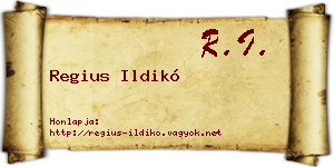 Regius Ildikó névjegykártya